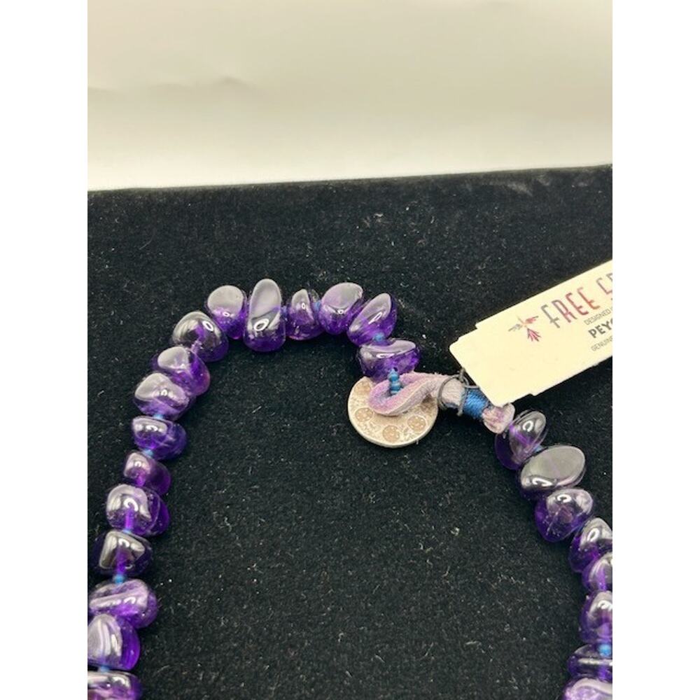 NWT Peyote Bird Amethyst Chip Beads Necklace Genuine Stone Sterling Silver 17" - Picture 3 of 9